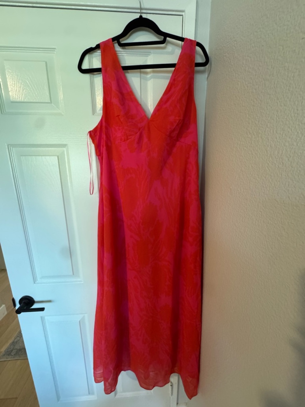 Showpo Red and Pink Midi Slip Dress